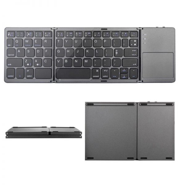 A18 Portable Twice Folding Bluetooth Keyboard BT Wireless Foldable Touchpad Keypad for IOS/Android/Windows Ipad Tablet