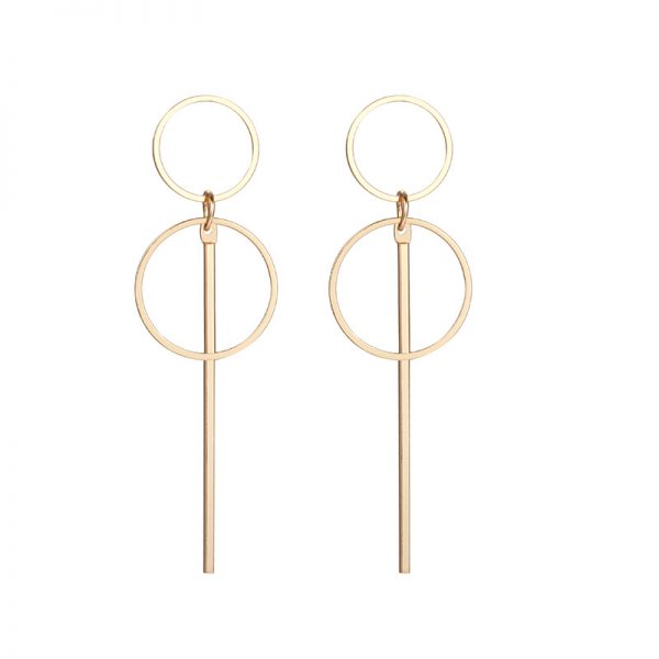 New Fashion Earrings Punk Simple Gold Long Section Tassel Pendant Size Circle Drop Earrings