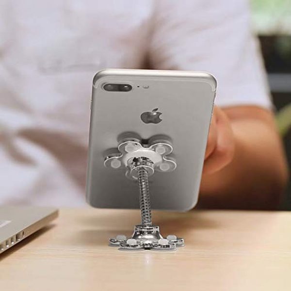 Magic Sucker Cell Phone Holder Pocketable 360° Rotatable Metal Flowers Suction Cup Stand