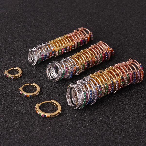 1pc 6mm/8mm/10mm Surgical Steel Colorful Cz Hoop Cartilage Earring