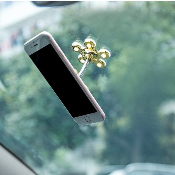 Magic Sucker Cell Phone Holder Pocketable 360° Rotatable Metal Flowers Suction Cup Stand