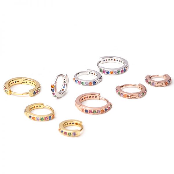 1pc 6mm/8mm/10mm Surgical Steel Colorful Cz Hoop Cartilage Earring