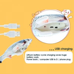 30CM Pet Cat Toy USB Charging Simulation Electronic Pet Cat Toy Dancing Moving Floppy Fish Cats Toy