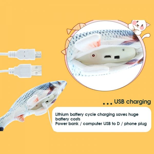 30CM Pet Cat Toy USB Charging Simulation Electronic Pet Cat Toy Dancing Moving Floppy Fish Cats Toy