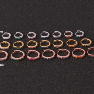 1pc 6mm/8mm/10mm Surgical Steel Colorful Cz Hoop Cartilage Earring