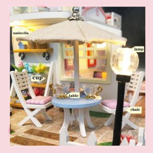 DIY Wooden House Model Pink Penthouse Handmade Wood House Educational Toys ﻿﻿﻿Creative Valentine's Day Birthday Gift