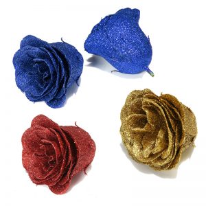 30PCS Artificial Rose Flower Crystal Gold Powder Valentine's Day Party Gift Decorations