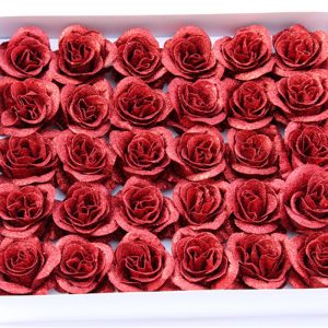 30PCS Artificial Rose Flower Crystal Gold Powder Valentine's Day Party Gift Decorations