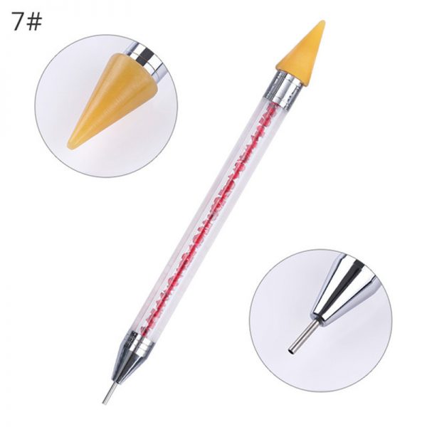 Dual-ended Nail Dotting Pen Crystal Beads Handle Rhinestone Studs Picker Wax Pencil Manicure Nail Art Tool