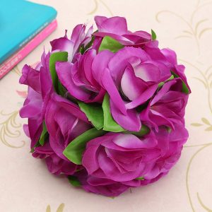 Artificial Wedding Silk Rose Flower Ball With Leaves Party Home Decoration