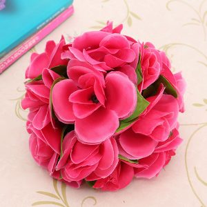 Artificial Wedding Silk Rose Flower Ball With Leaves Party Home Decoration